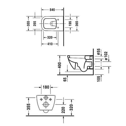 Duravit Happy D.2 Wall Hung Toilet & Soft Close Seat