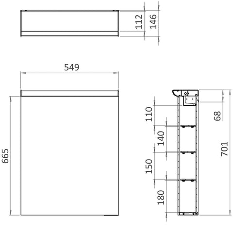 Crosswater Lustro 1 Door Illuminated Mirrored Cabinet