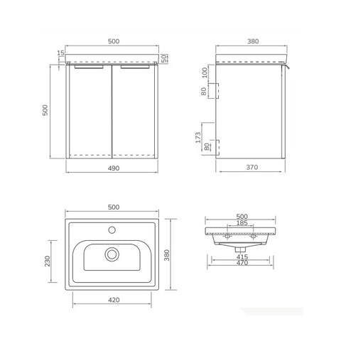 Sonas Stockholm 2 Door Wall Hung Vanity Unit With Basin