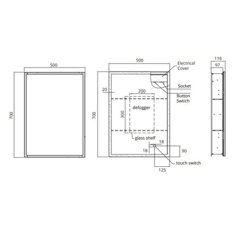 Sonas Sansa 1 Door Recessed Illuminated LED Mirror Cabinet