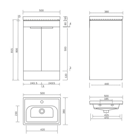 Sonas Stockholm 2 Door Floorstanding Vanity Unit With Basin