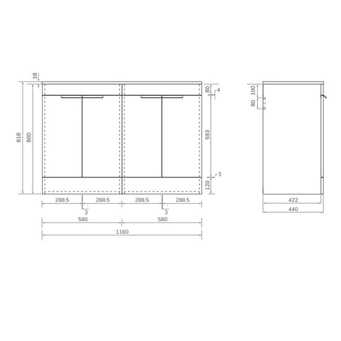Sonas Stockholm 1200mm 4 Door Floorstanding Countertop