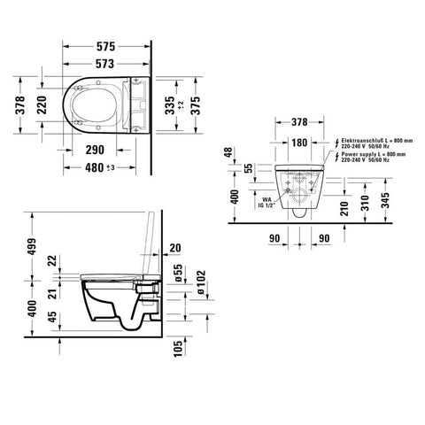 Duravit SensoWash Starck F Lite Compact Wall Hung Shower