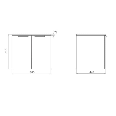 Sonas Stockholm 600mm 2 Door Wall Hung Vanity Unit