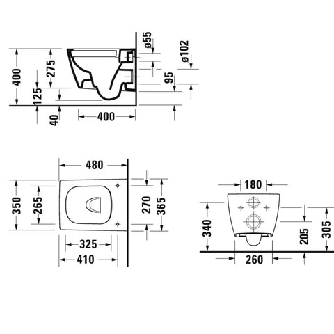 Duravit Viu Compact Rimless Wall Hung Toilet & Soft Close