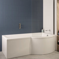 Sonas P Shaped Shower Bath With Bath Panel And Bath Screen 1700mm x 900mm