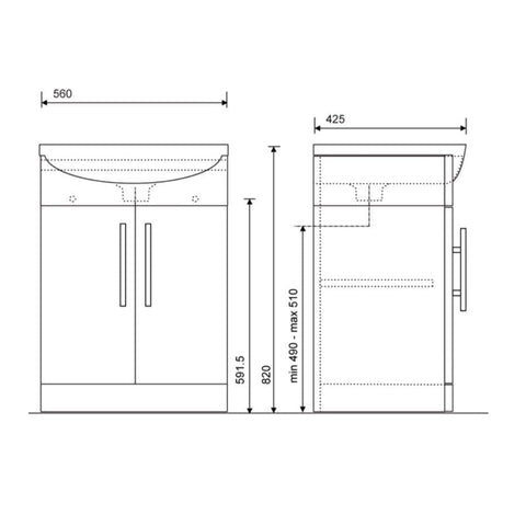 Sonas Belmont Door Floorstanding Vanity Unit With Basin