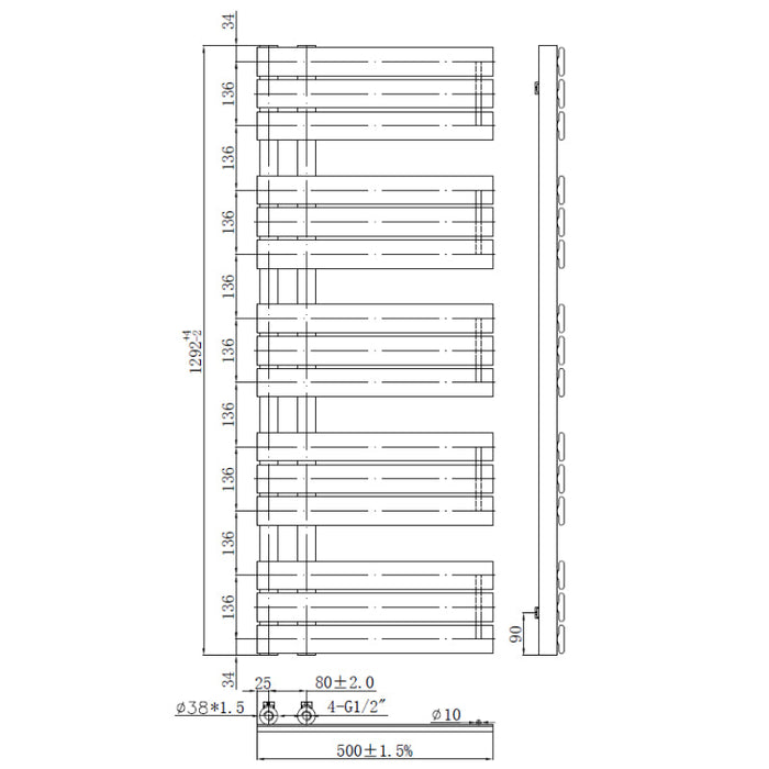 Tailored Wellington Designer Offset Towel Radiator