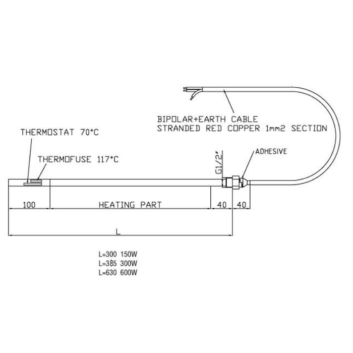 Tailored Dual Fuel Heating Element with T Piece