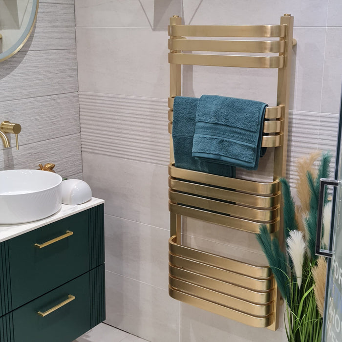 Tailored Auckland Designer Heated Towel Rail 1200mm x 500mm - Brushed Brass