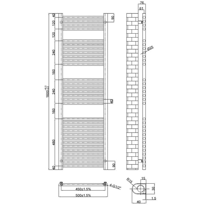 Tailored Omata Premium Heated Ladder Towel Rail
