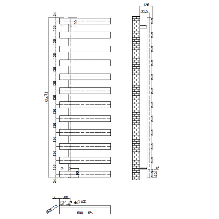 Tailored Milton Designer Offset Towel Radiator
