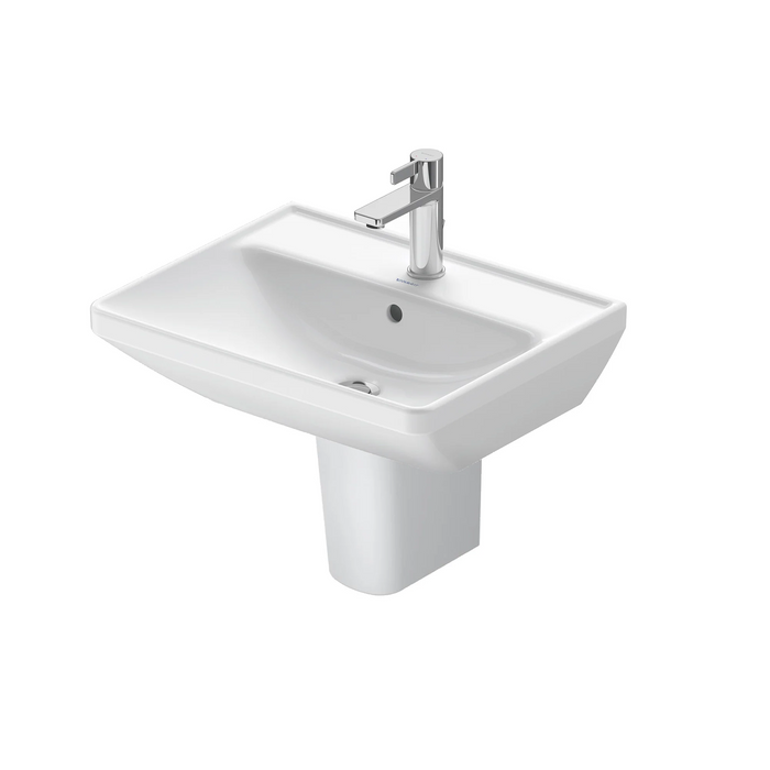 Duravit D-Neo 550mm Square White Basin With Standard Semi Pedestal