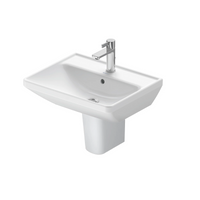 Duravit D-Neo 550 Square White Basin With Semi-Pedestal