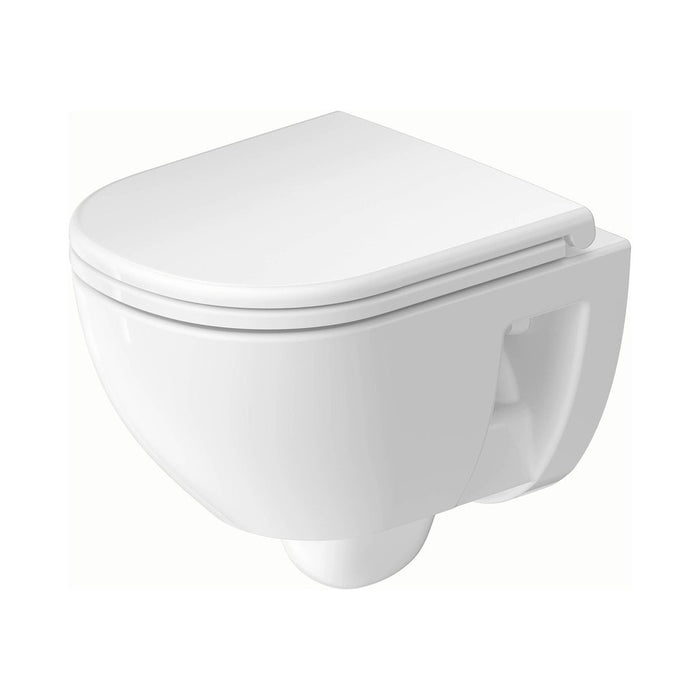 Duravit D-Code Compact Rimless Wall Hung Toilet with Soft Close Seat