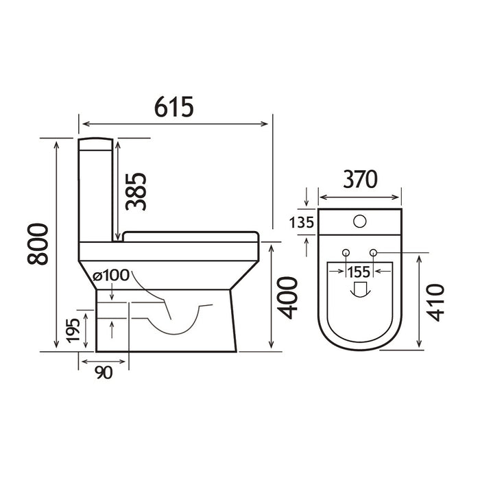 Eastbrook Kenley Rimless Close Coupled Toilet With Soft Close Seat and Cistern