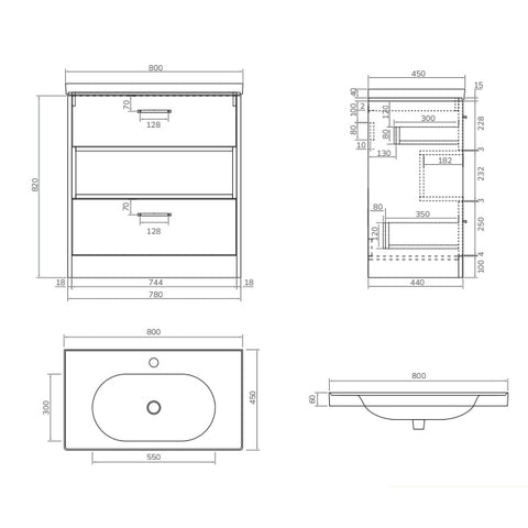 Sonas Malmo 2 Drawer Floorstanding Vanity Unit With Basin