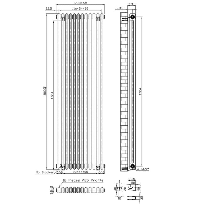Eastbrook Imperia 2 Column Radiator Gloss White