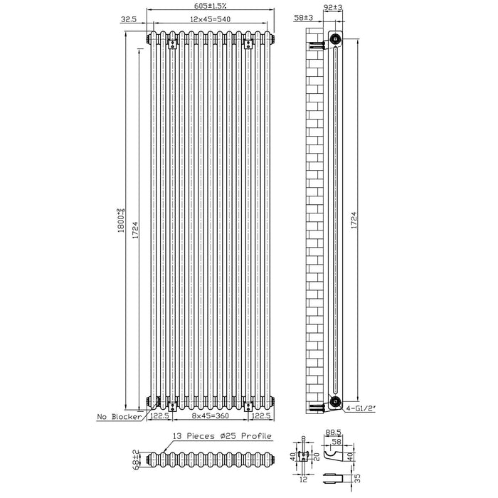Eastbrook Imperia 2 Column Radiator Gloss White