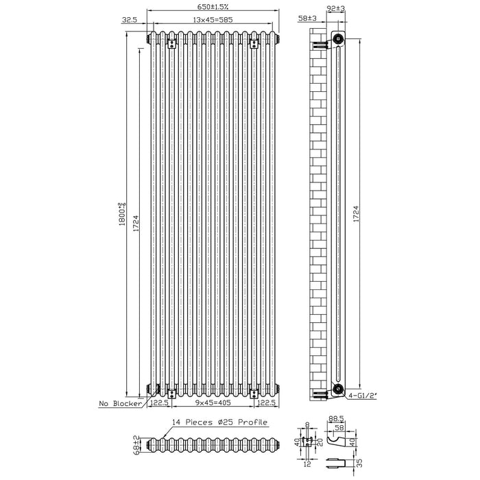 Eastbrook Imperia 2 Column Radiator Gloss White