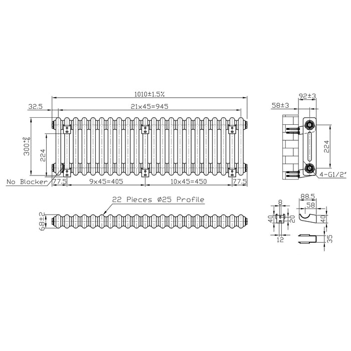 Eastbrook Imperia 2 Column Radiator Gloss White