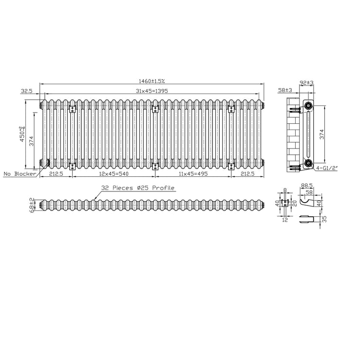 Eastbrook Imperia 2 Column Radiator Gloss White