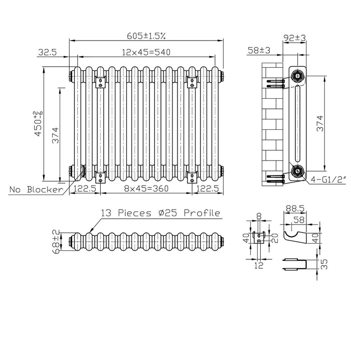 Eastbrook Imperia 2 Column Radiator Gloss White
