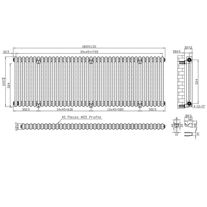 Eastbrook Imperia 2 Column Radiator Gloss White