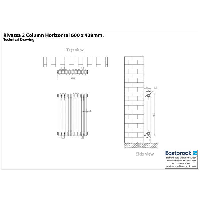 Eastbrook Rivassa 2 Column Vertical Designer Radiator - Matt Black