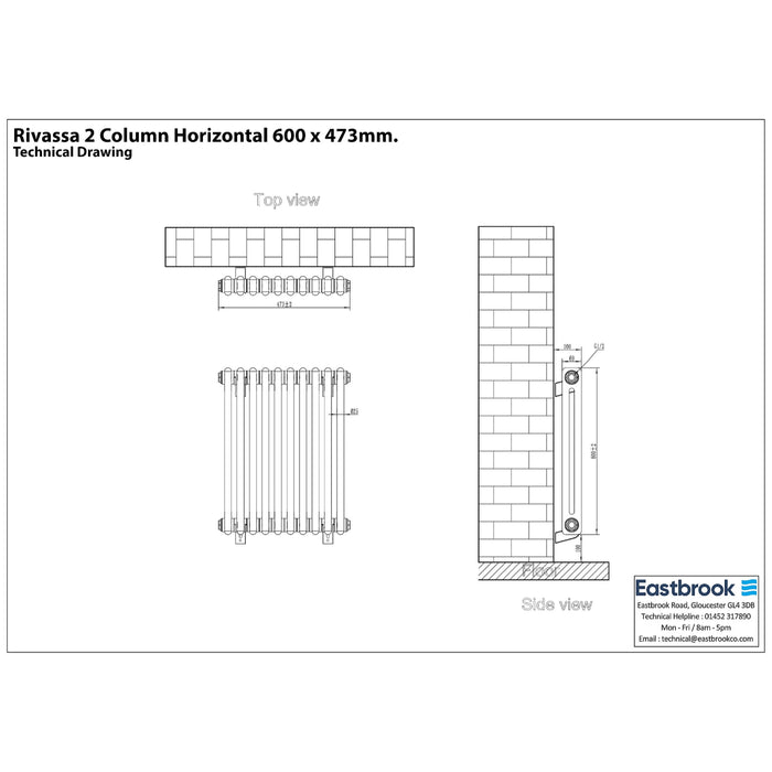 Eastbrook Rivassa 2 Column Vertical Designer Radiator - Matt Black