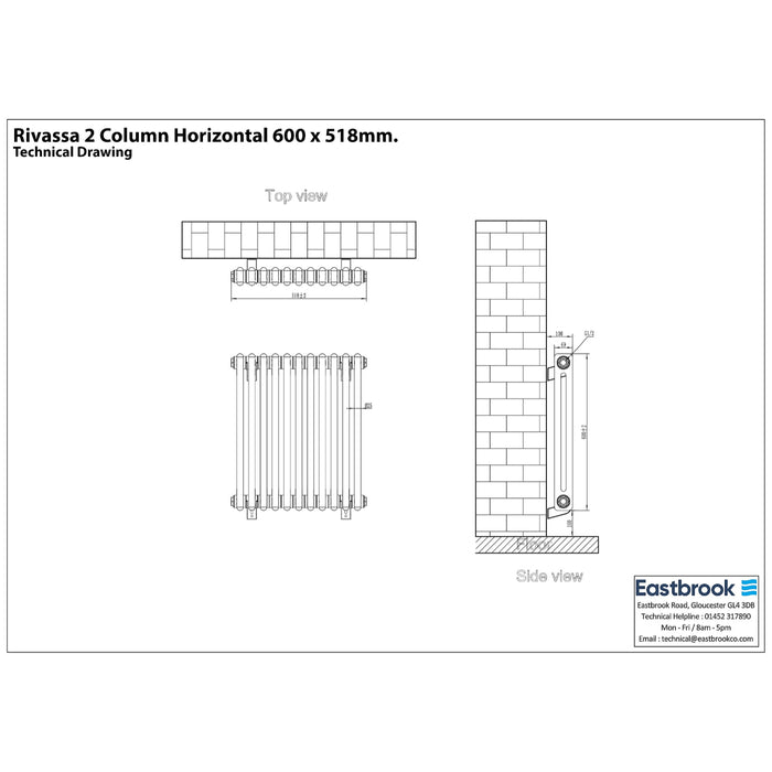 Eastbrook Rivassa 2 Column Vertical Designer Radiator - Matt Black