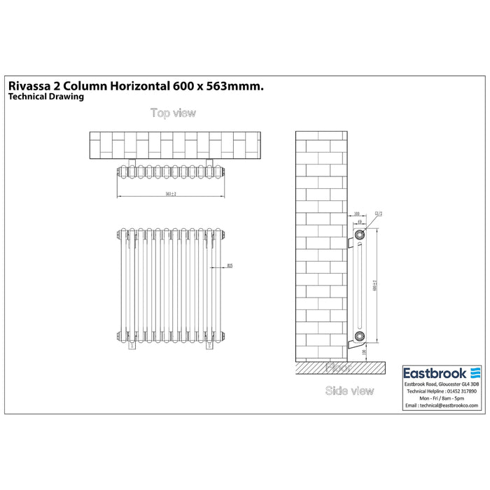 Eastbrook Rivassa 2 Column Vertical Designer Radiator - Matt Black