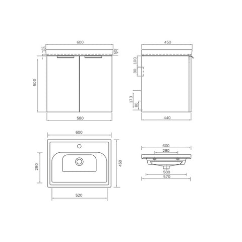 Sonas Stockholm 2 Door Wall Hung Vanity Unit With Basin