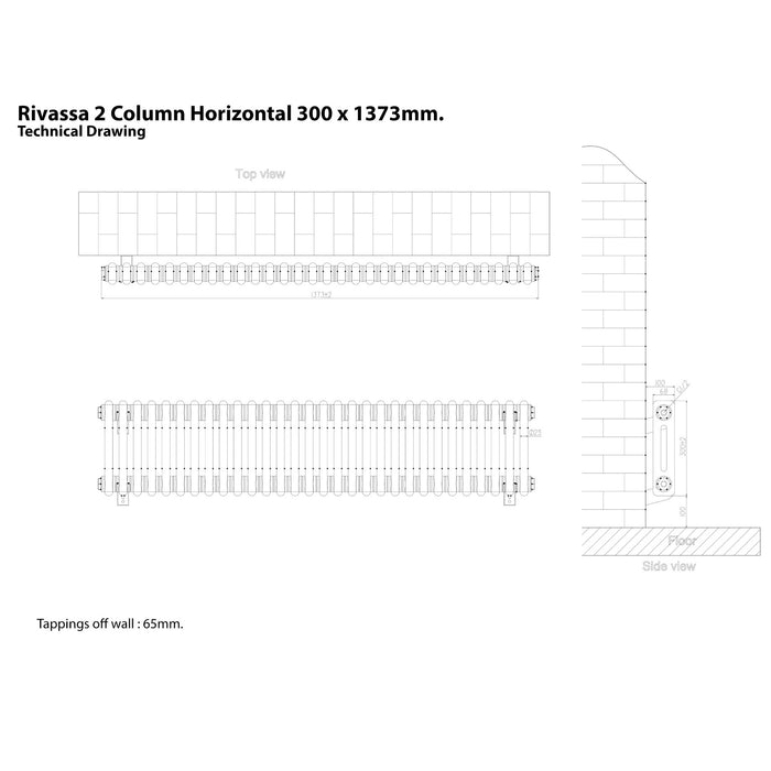 Eastbrook Rivassa 2 Column Horizontal Designer Radiator - Matt Anthracite
