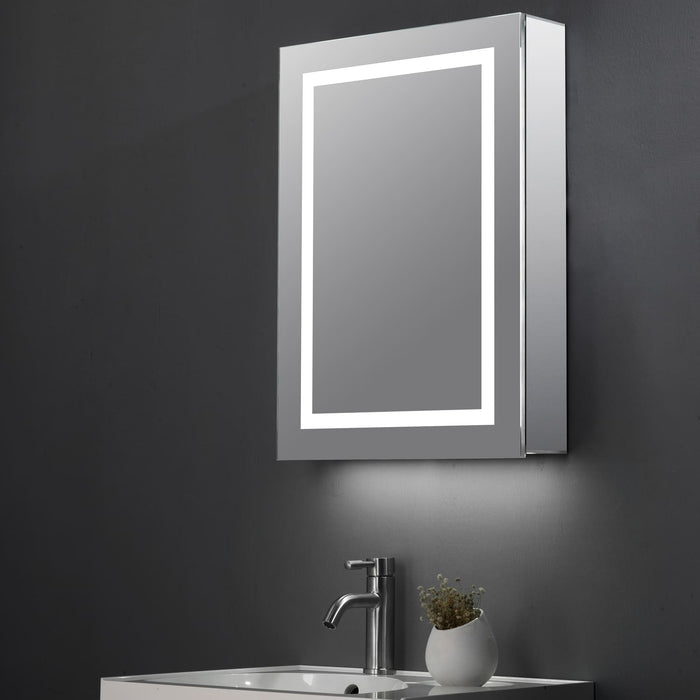 Tailored Jemima Illuminated LED Wireless Speaker Single Door Mirror Cabinet 500mm x 700mm