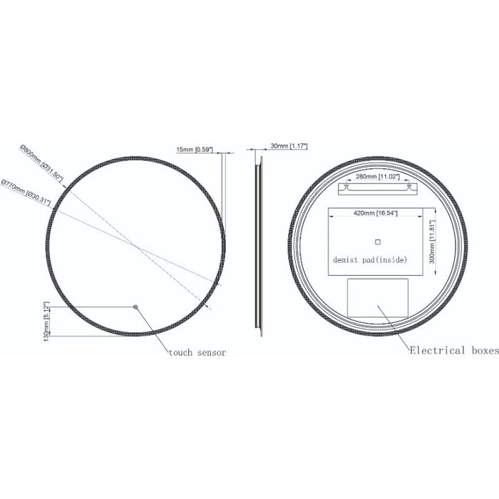 Tailored Lily Illuminated LED Round Touch Mirror