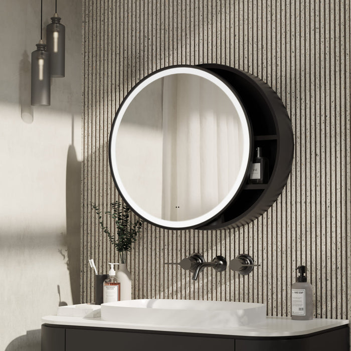 Tailored Monty 600mm Illuminated LED Round Single Sliding Door Mirror Cabinet