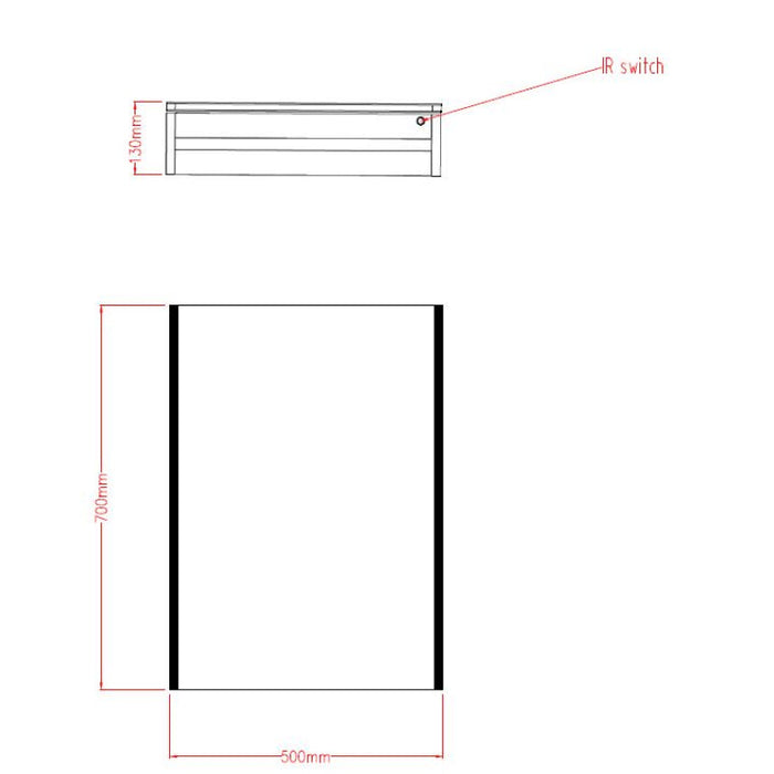 Tailored Eden Illuminated LED Side Strips Single Door Mirror Cabinet 500mm x 700mm