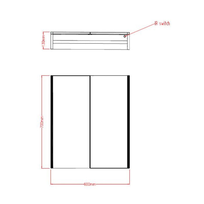Tailored Beau Illuminated LED Side Strips Double Door Mirror Cabinet 600mm x 700mm