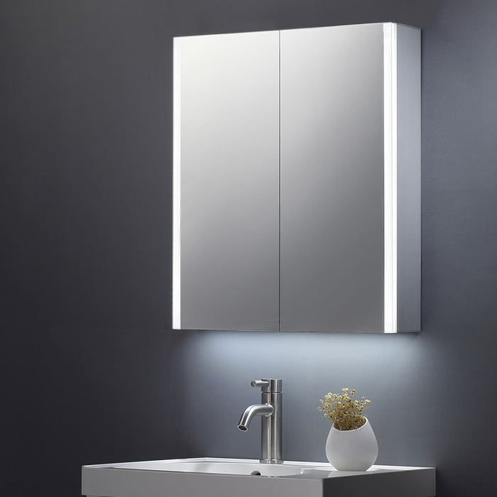 Tailored Beau Illuminated LED Side Strips Double Door Mirror Cabinet 600mm x 700mm