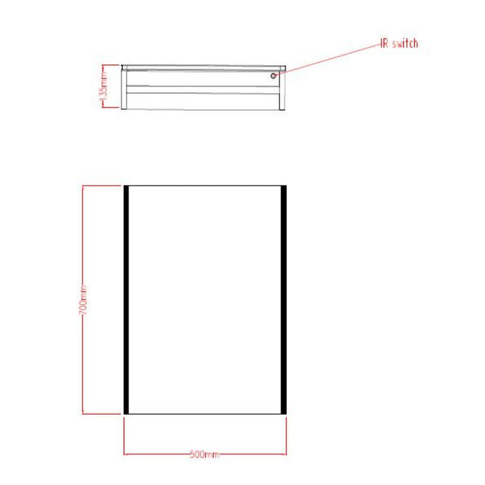 Tailored Ella Illuminated LED Surround Single Door Mirror Cabinet 500mm x 700mm