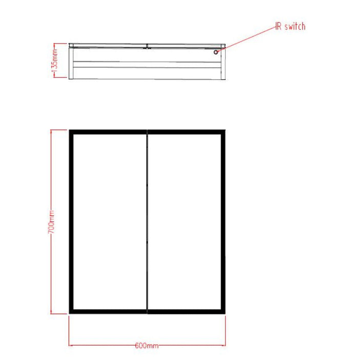 Tailored Bethany Illuminated LED Surround Double Door Mirror Cabinet 600mm x 700mm