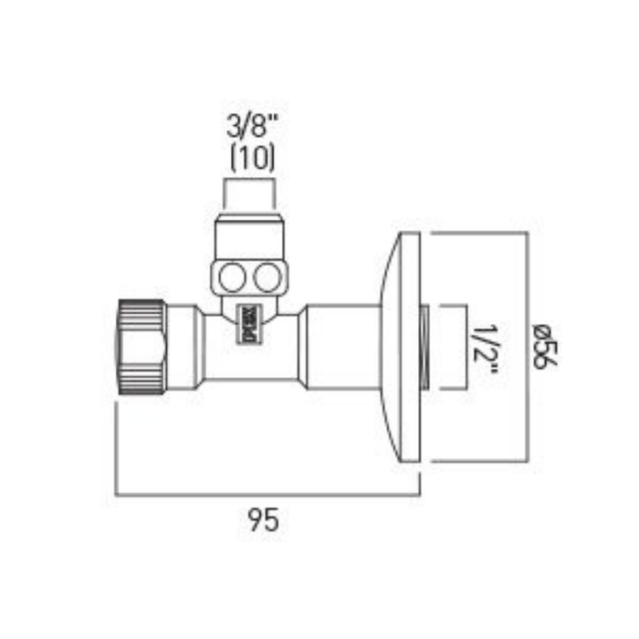 Vado Mini Angle Valve 1/2 x 3/8 - Chrome
