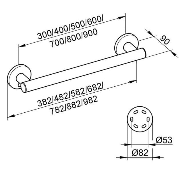 Keuco 600mm Grab Rail Chrome