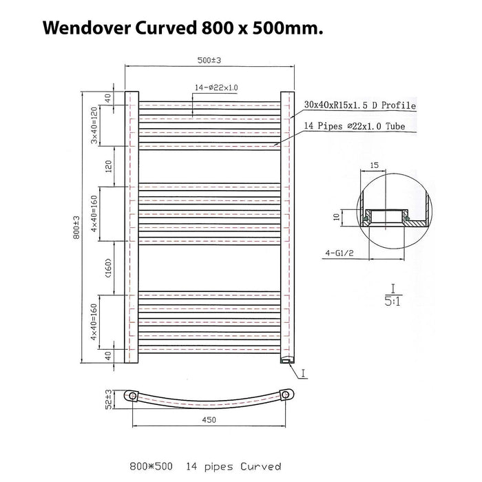 Eastbrook Wendover Vertical Curved Heated Towel Rail - Chrome