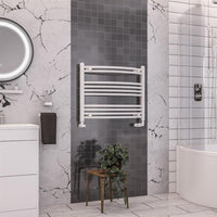 Eastbrook Wendover Horizontal Curved Heated Towel Rail - 600mm x 750mm - White
