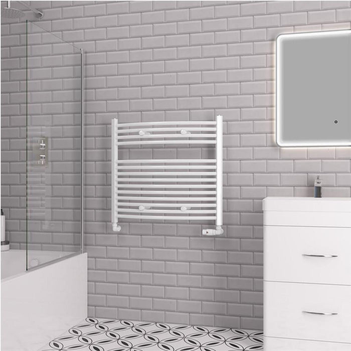 Eastbrook Biava Multirail Horizontal Curved Heated Towel Rail - Gloss White