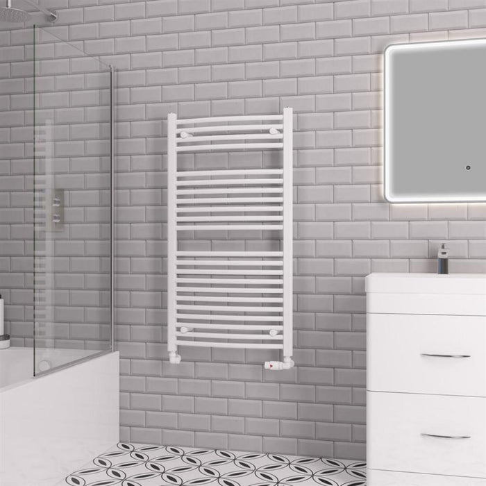 Eastbrook Biava Multirail Vertical Curved Heated Towel Rail - Gloss White