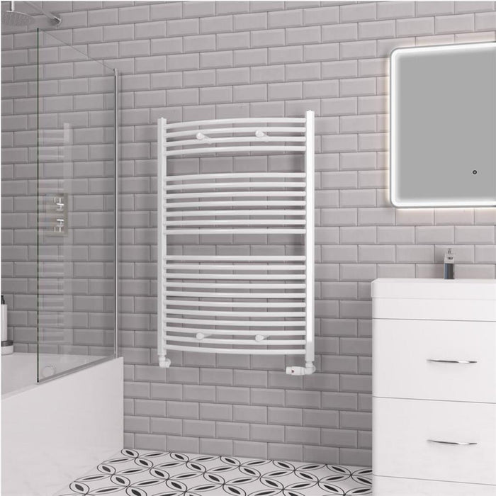 Eastbrook Biava Multirail Vertical Curved Heated Towel Rail - Gloss White