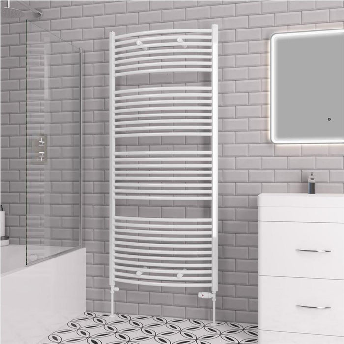 Eastbrook Biava Multirail Vertical Curved Heated Towel Rail - Gloss White